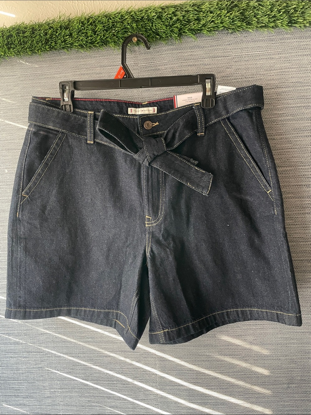 Tommy Hilfiger Dark Indigo Tie-Belt Denim Shorts